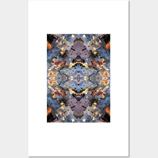 Santorini island abstract kaleidoscopic pattern Posters and Art